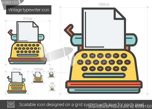 Image of Vintage typewriter line icon.