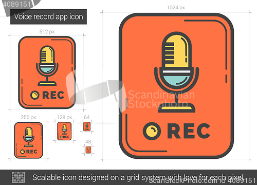 Image of Voice record app line icon.