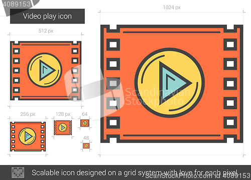 Image of Video play line icon.