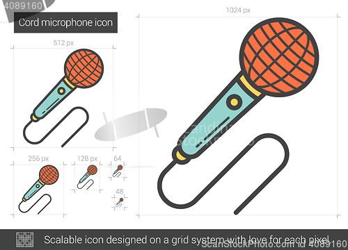 Image of Cord microphone line icon.