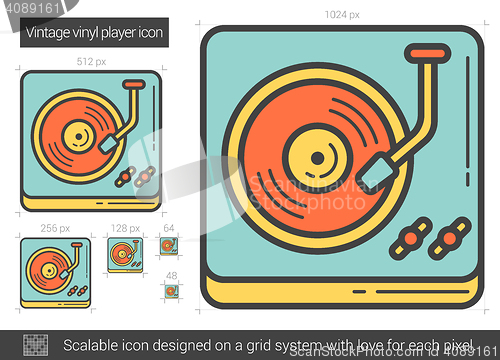 Image of Vintage vinyl player line icon.