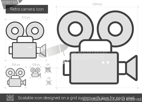 Image of Retro camera line icon.