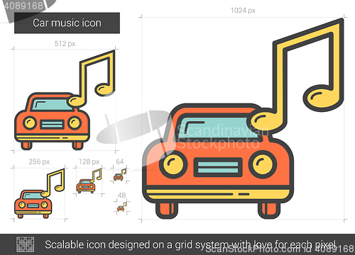 Image of Car music line icon.
