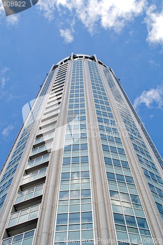 Image of High modern building with reflecting windows. Moscow, Russia.