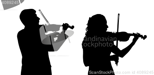 Image of Male and female violinist