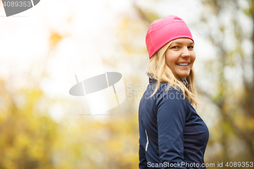 Image of Smiling girl in pink hat