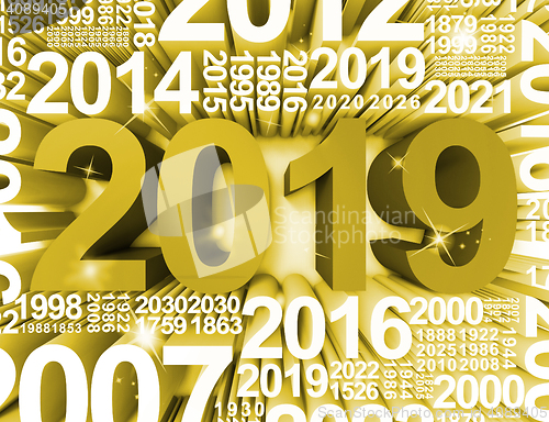 Image of Twenty Nineteen Represents Happy New Year And Annual 3d Renderin