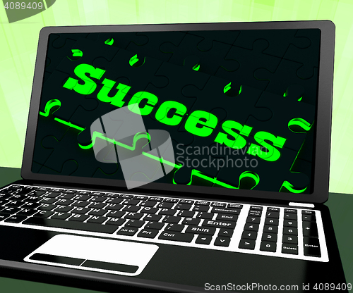 Image of Success On Laptop Showing Solutions