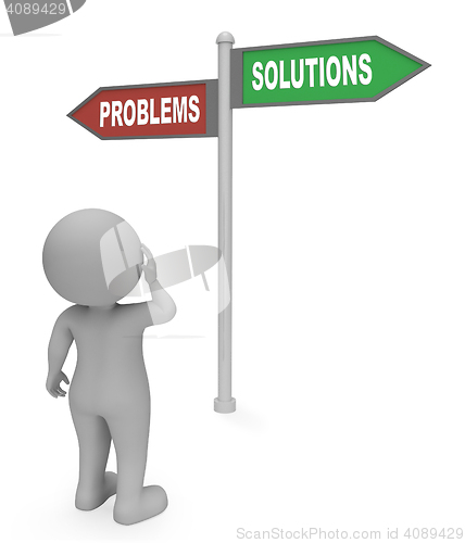 Image of Problems Solutions Sign Means Difficult Situation And Complicati