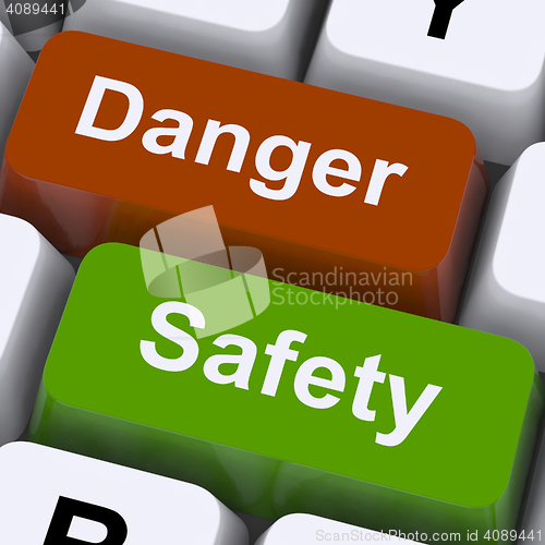 Image of Danger And Safety Keys Shows Caution And Hazards