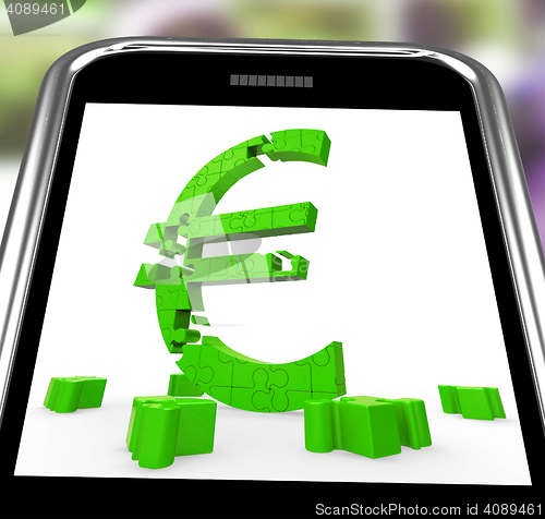 Image of Euro Symbol On Smartphone Shows European Money