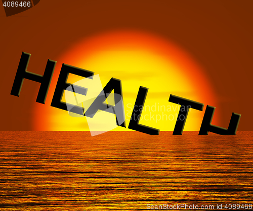 Image of Health Word Sinking Showing Unhealthy Or Sick Condition