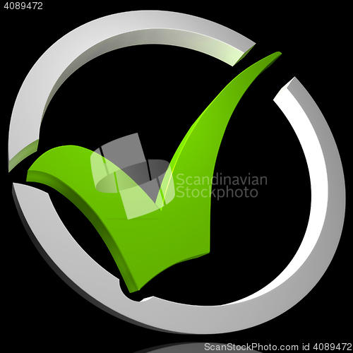 Image of Green Tick Circled Shows Quality And Excellence