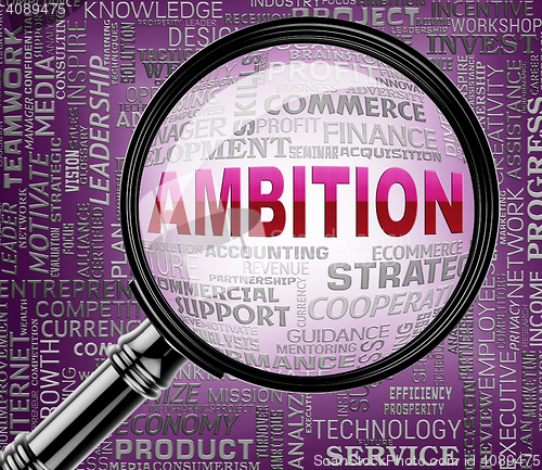 Image of Ambition Magnifier Shows Research Magnify And Objectives
