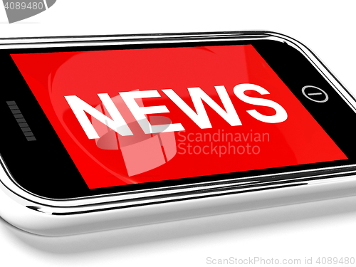 Image of News Headline On Mobile Phone For Online Information Or Media