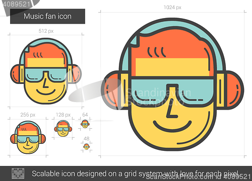 Image of Music fan line icon.