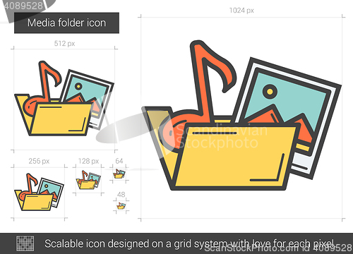 Image of Media folder line icon.