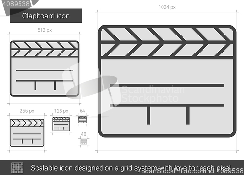 Image of Clapboard line icon.