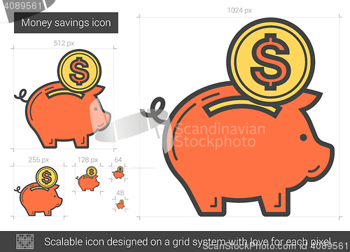 Image of Money savings line icon.