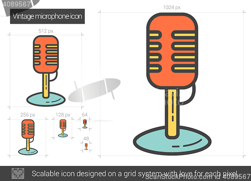Image of Vintage microphone line icon.