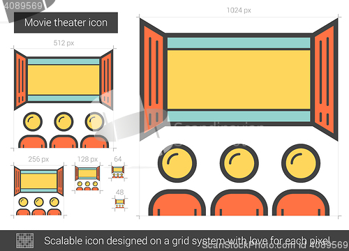 Image of Movie theater line icon.