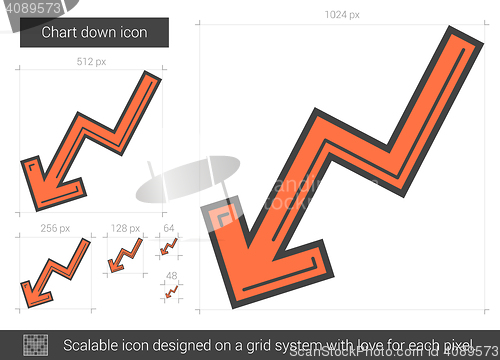 Image of Chart down line icon.