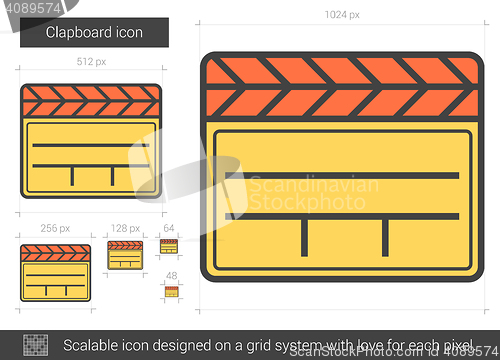 Image of Clapboard line icon.