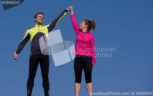 Image of congratulate and happy to finish morning workout