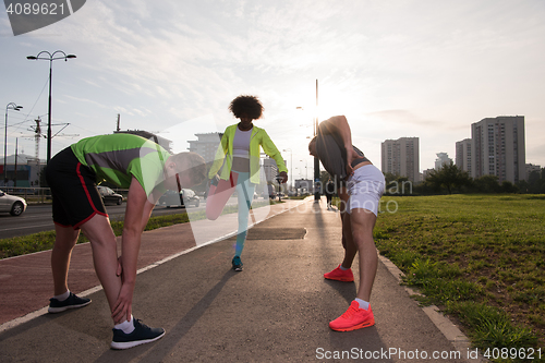 Image of multiethnic group of people on the jogging