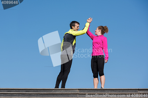 Image of congratulate and happy to finish morning workout