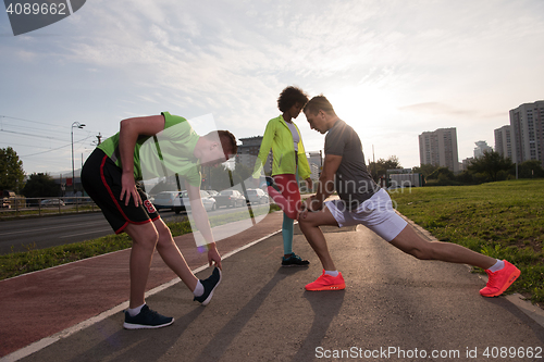 Image of multiethnic group of people on the jogging