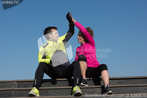 Image of congratulate and happy to finish morning workout