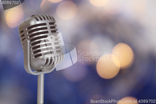 Image of Retro Microphone with bokeh background