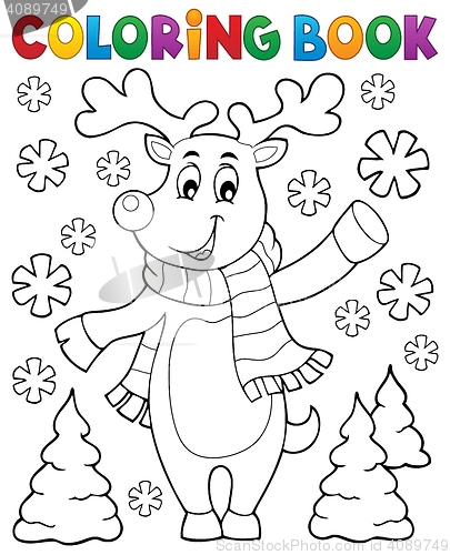 Image of Coloring book stylized Christmas deer