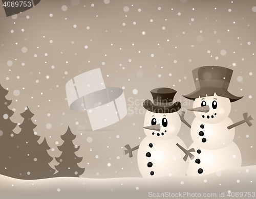Image of Winter snowmen thematics image 4