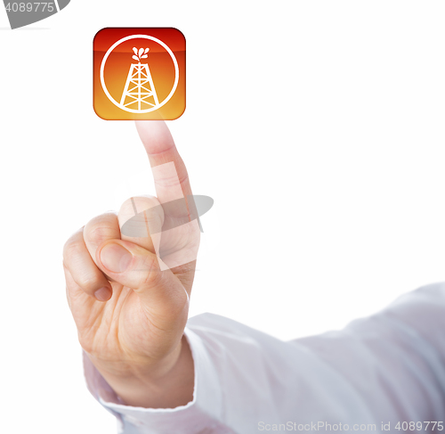 Image of Index Finger Touching Virtual Drilling Push Button