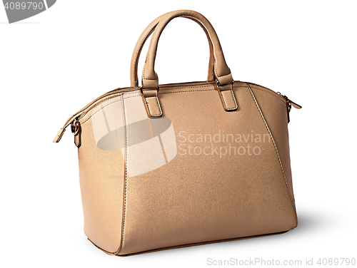 Image of Elegant women beige handbag rotated rear view