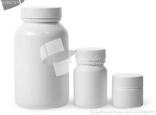 Image of Plastic jars of different sizes for medicines