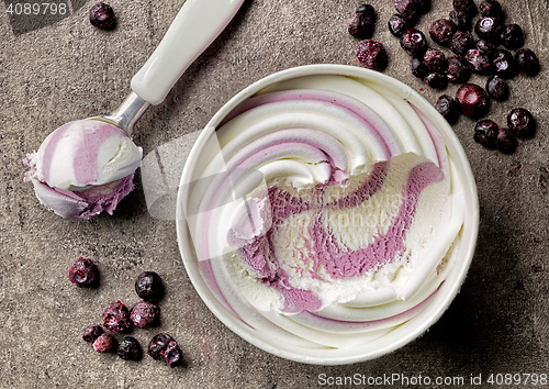 Image of vanilla and blueberry ice cream