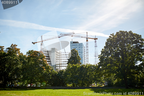 Image of crane at construction site building living house