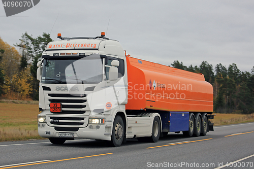 Image of New Scania R400 Fuel Tanker on the Road