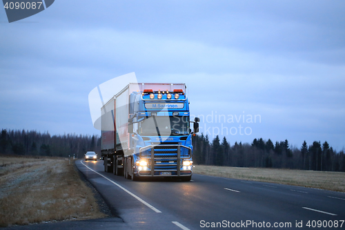 Image of Scania Trucking on Early Winter Evening