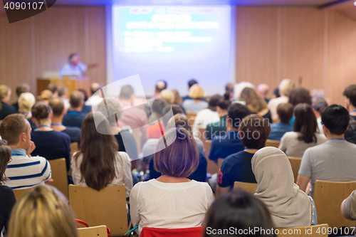 Image of Audience in lecture hall on scientific conference.