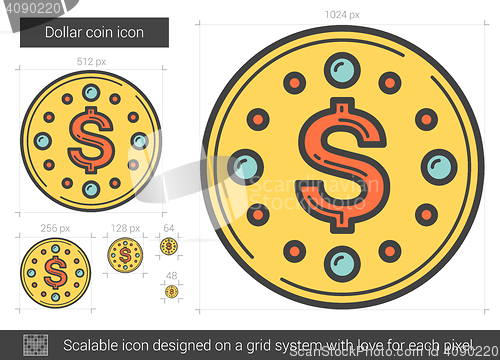 Image of Dollar coin line icon.
