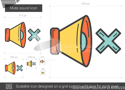 Image of Mute sound line icon.