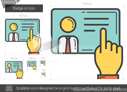 Image of Badge id line icon.
