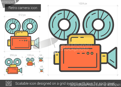 Image of Retro camera line icon.