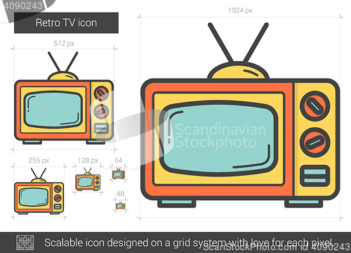 Image of Retro TV line icon.