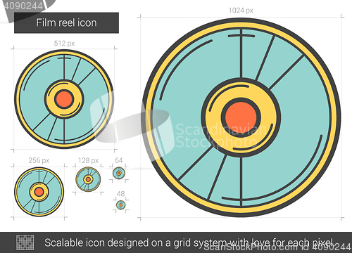 Image of Film reel line icon.