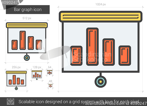 Image of Bar graph line icon.